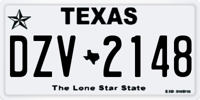 TX license plate DZV2148