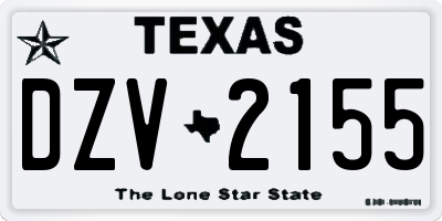 TX license plate DZV2155