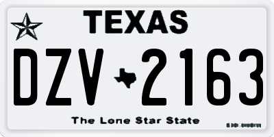 TX license plate DZV2163