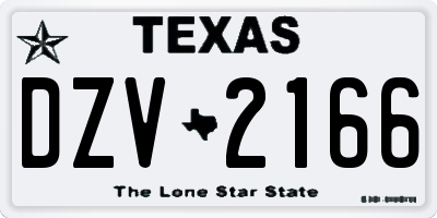 TX license plate DZV2166