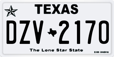 TX license plate DZV2170