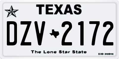 TX license plate DZV2172