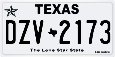 TX license plate DZV2173