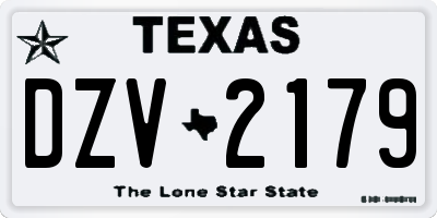 TX license plate DZV2179