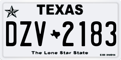 TX license plate DZV2183