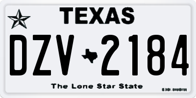 TX license plate DZV2184