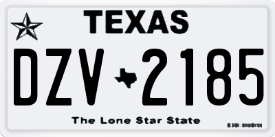 TX license plate DZV2185