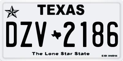 TX license plate DZV2186