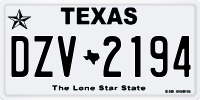 TX license plate DZV2194