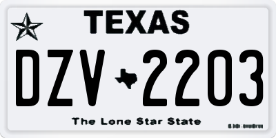 TX license plate DZV2203