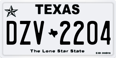 TX license plate DZV2204