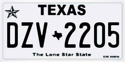 TX license plate DZV2205