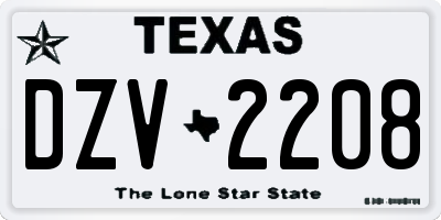 TX license plate DZV2208
