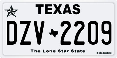 TX license plate DZV2209