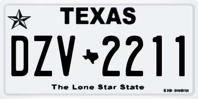 TX license plate DZV2211