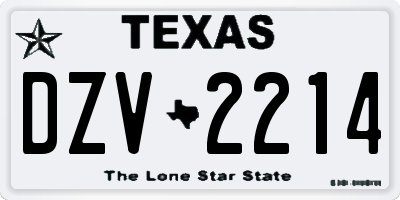 TX license plate DZV2214