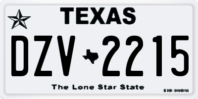 TX license plate DZV2215