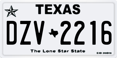 TX license plate DZV2216