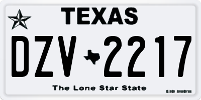 TX license plate DZV2217