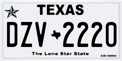 TX license plate DZV2220