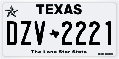 TX license plate DZV2221