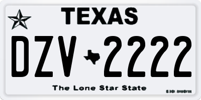 TX license plate DZV2222