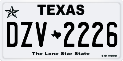 TX license plate DZV2226