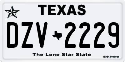 TX license plate DZV2229