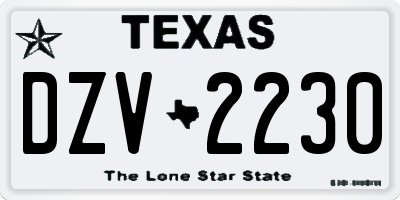 TX license plate DZV2230