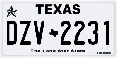 TX license plate DZV2231