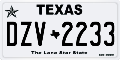 TX license plate DZV2233