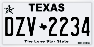 TX license plate DZV2234