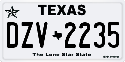 TX license plate DZV2235