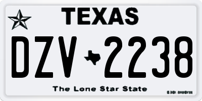 TX license plate DZV2238