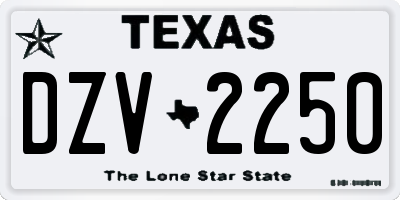 TX license plate DZV2250