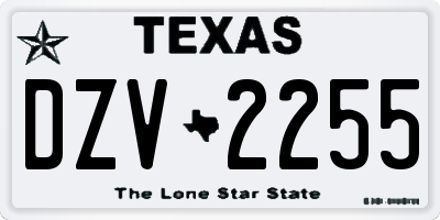 TX license plate DZV2255
