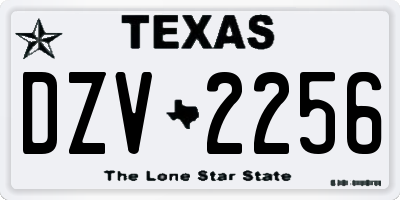 TX license plate DZV2256