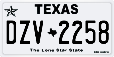 TX license plate DZV2258