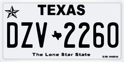 TX license plate DZV2260