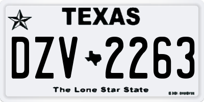 TX license plate DZV2263