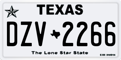 TX license plate DZV2266