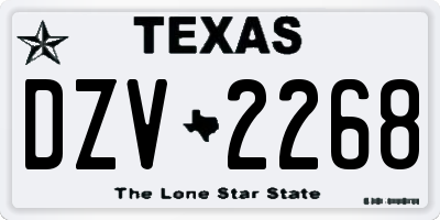 TX license plate DZV2268