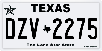 TX license plate DZV2275