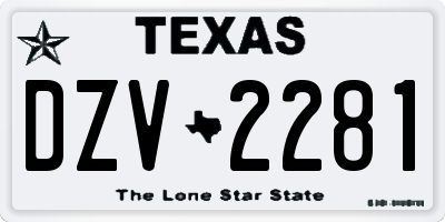 TX license plate DZV2281