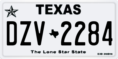 TX license plate DZV2284