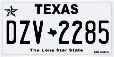 TX license plate DZV2285
