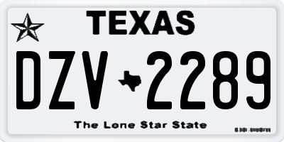 TX license plate DZV2289