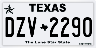 TX license plate DZV2290