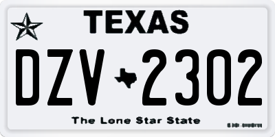 TX license plate DZV2302