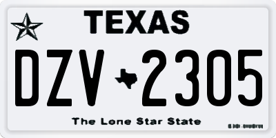 TX license plate DZV2305